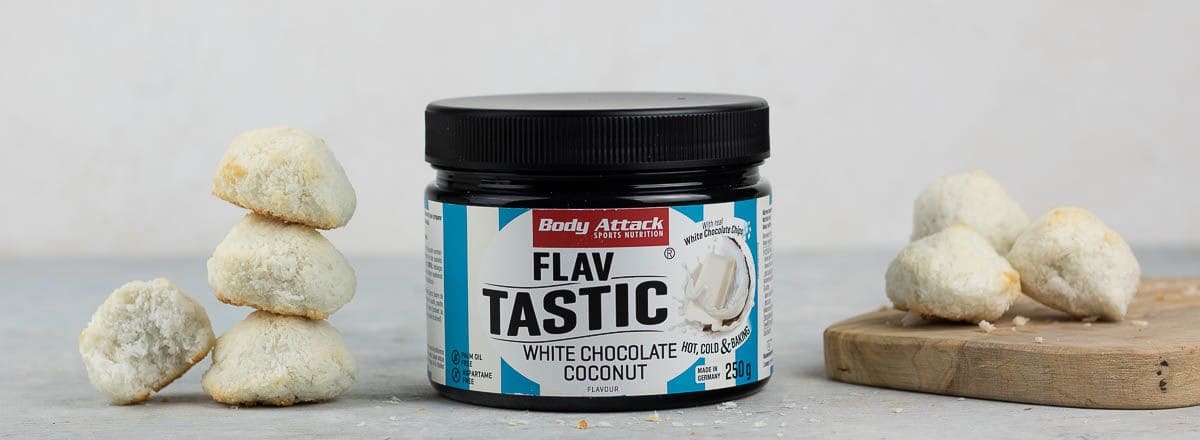 Gebäck mit Flav Tastic White Choclate Coconut