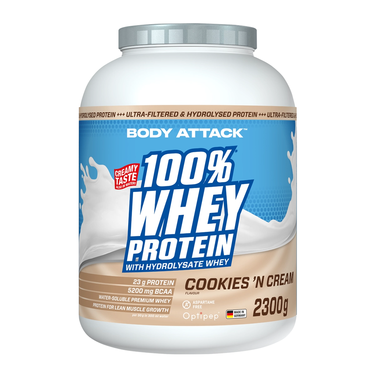 Eine Dose 100% Whey Protein Cookies'n Cream 2300g