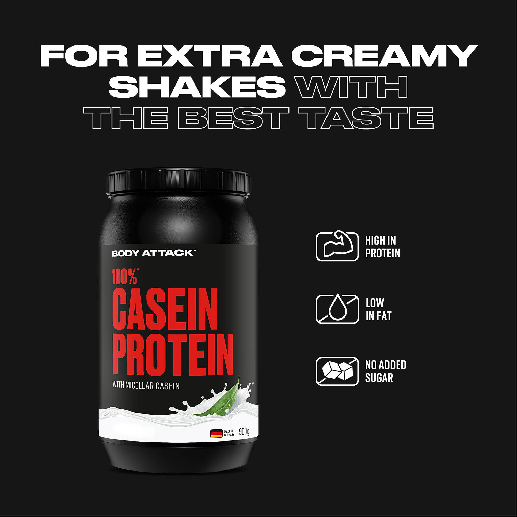 100% Casein Protein Informationsbanner