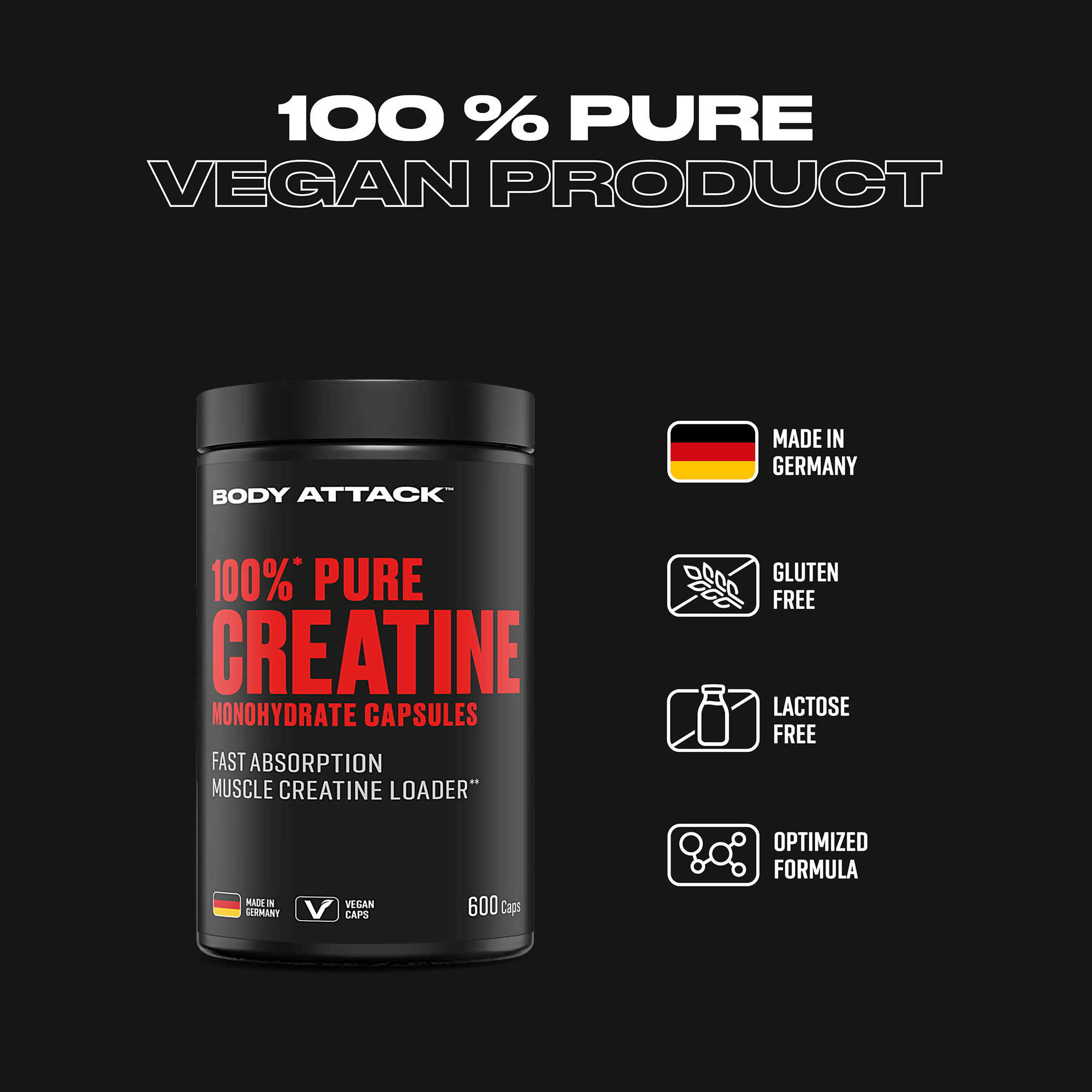 100% Pure Creatine Monohydrate Capsules Informationsbanner