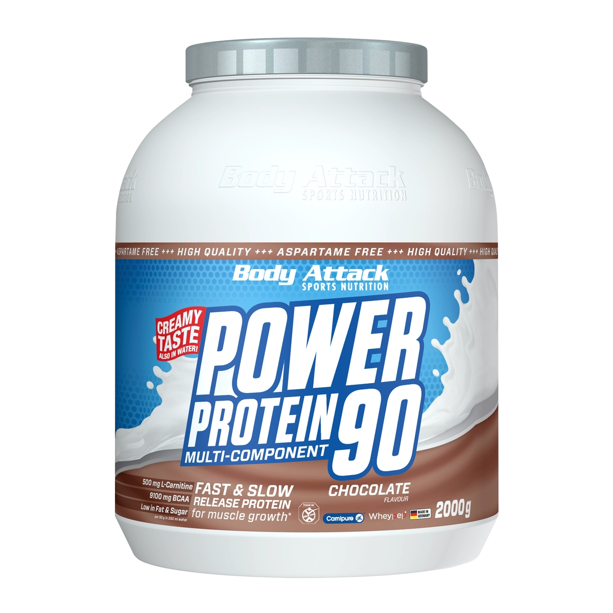 Eine Dose Power Protein 90 Chocolate 2000g