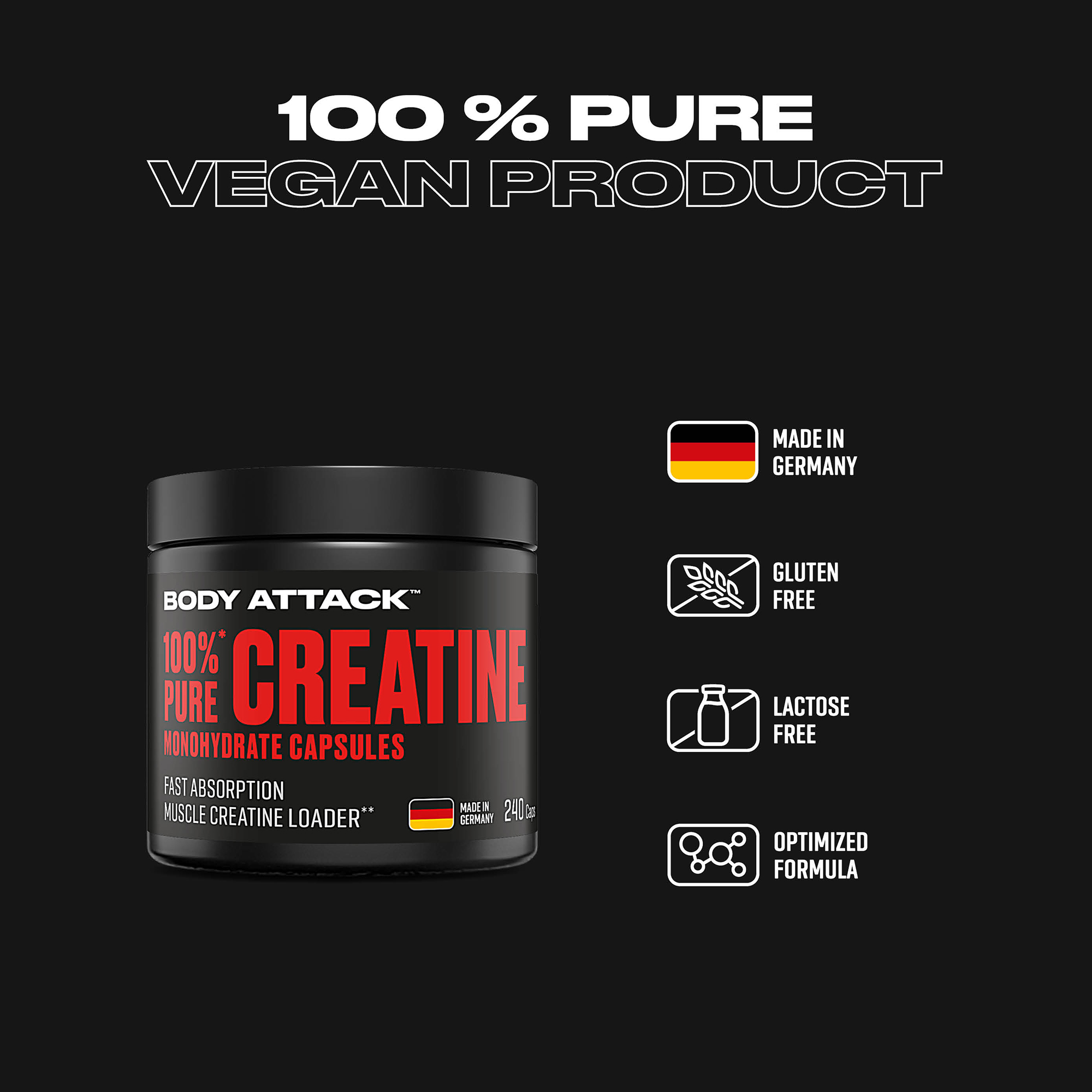 100% Pure Creatine Monohydrate Capsules Informationsbanner