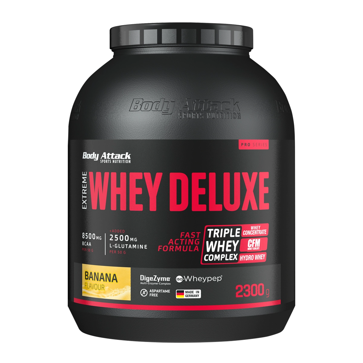 Eine Dose Extreme Whey Deluxe Banana 2,3Kg