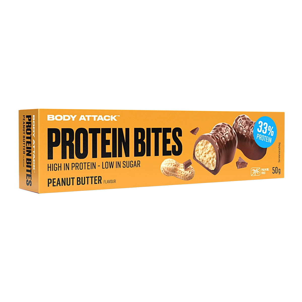 Eine Packung Protein Bites Peanut Butter