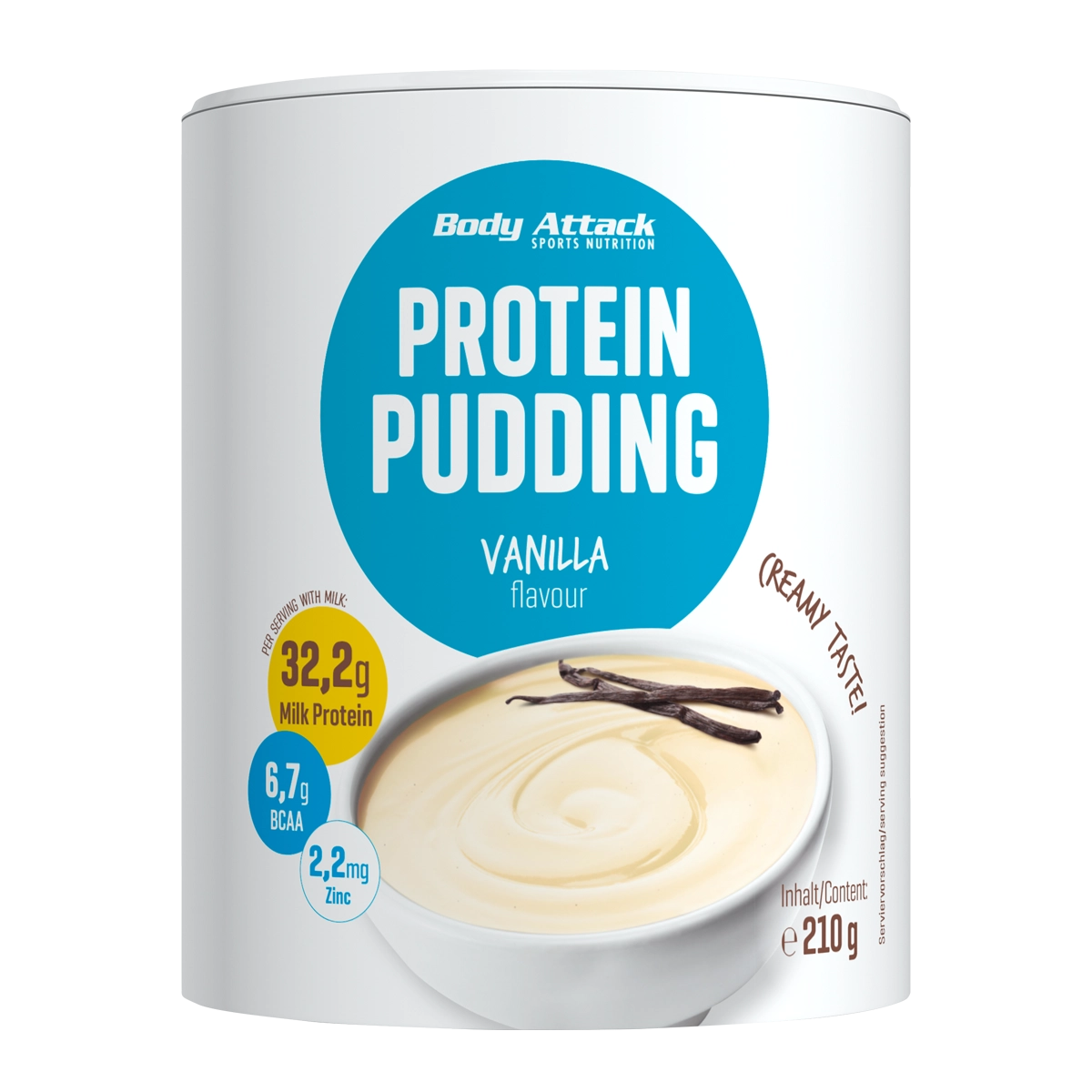 Eine Packung Protein Pudding Vanilla