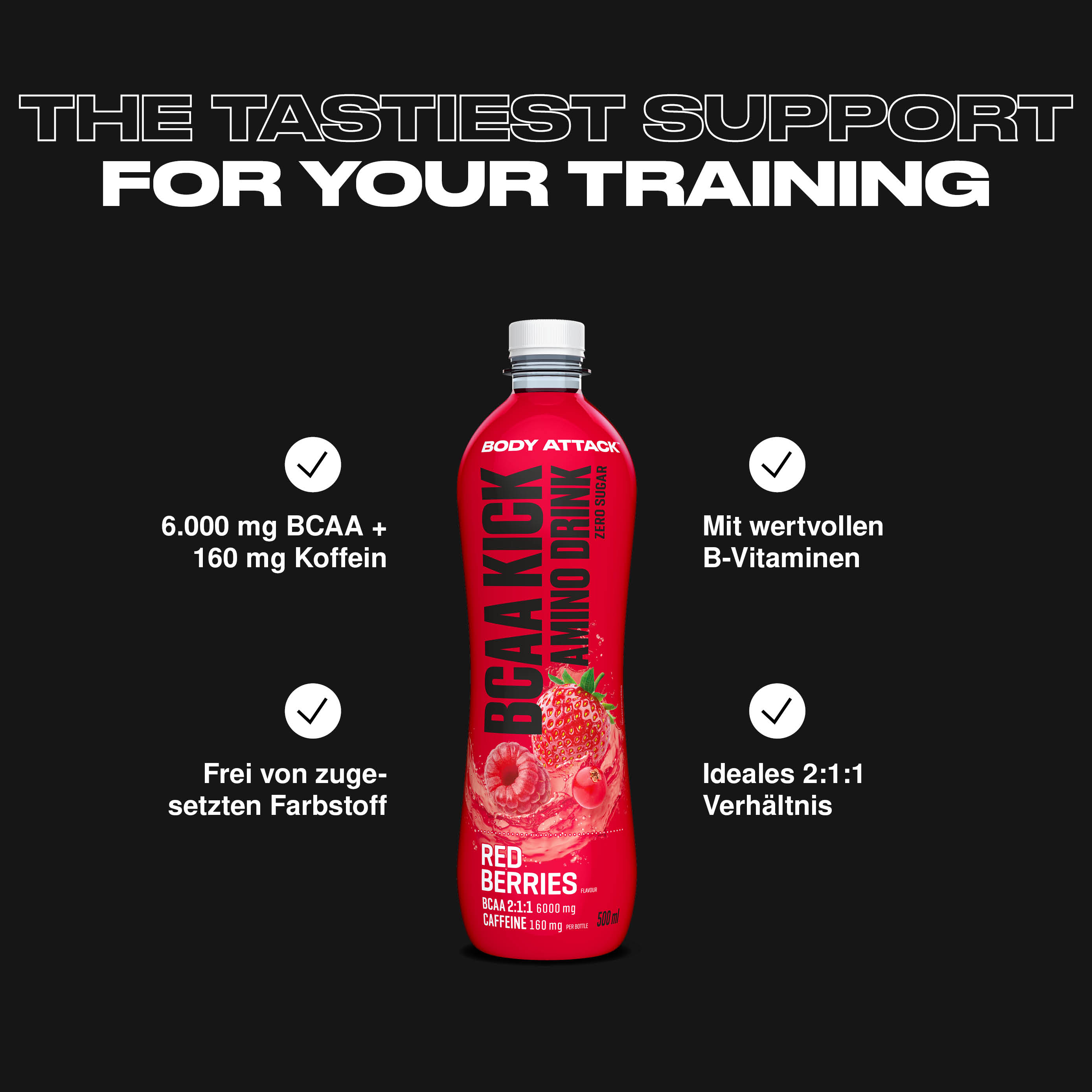 BCAA Kick Amino Drink Informationsbanner