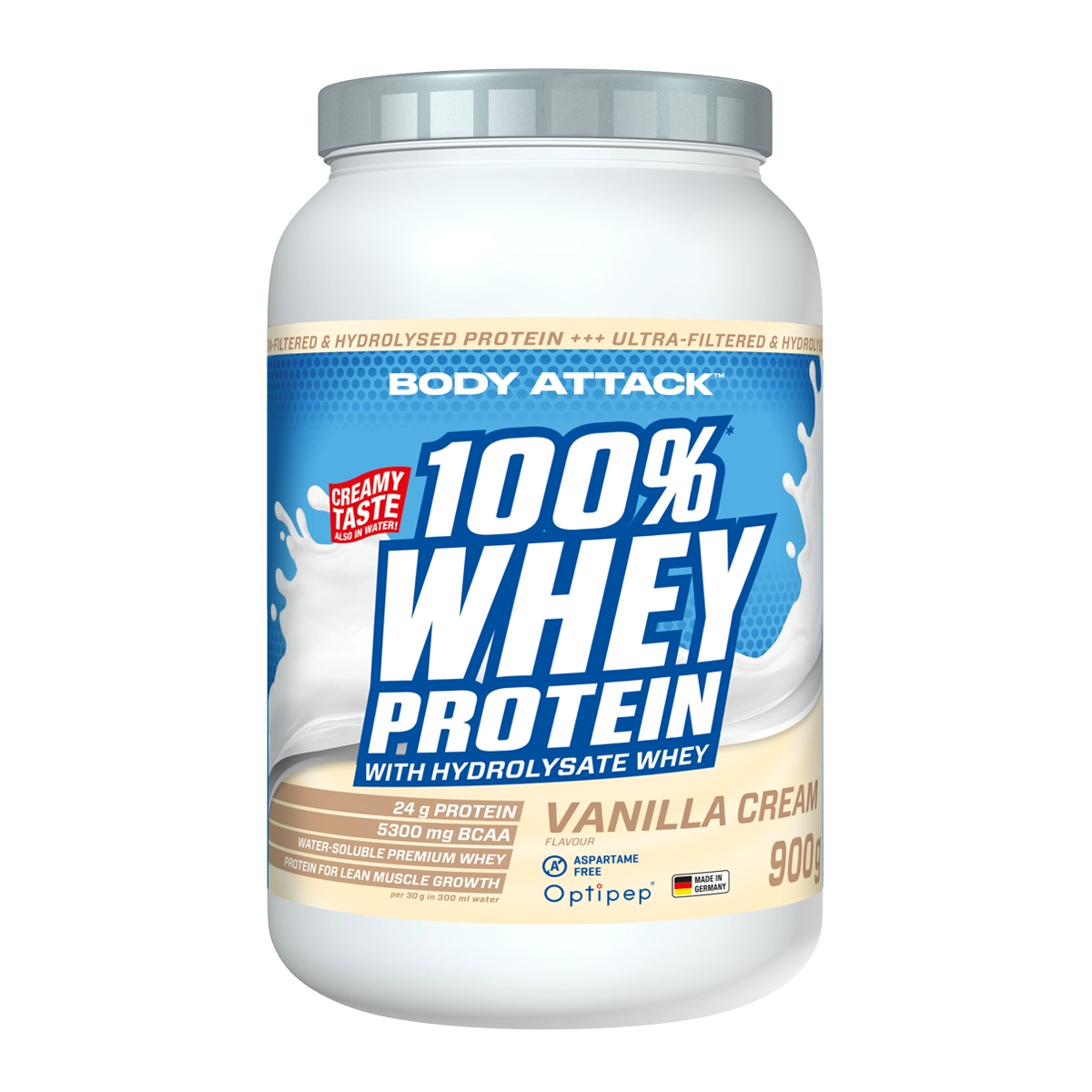 Eine Dose 100% Whey Protein Vanilla 900g