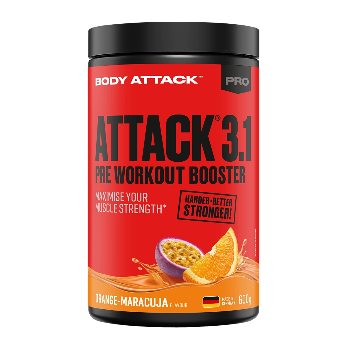 Eine Dose Attack 3.1 Pre Workout Booster Orange-Maracuja Flavor