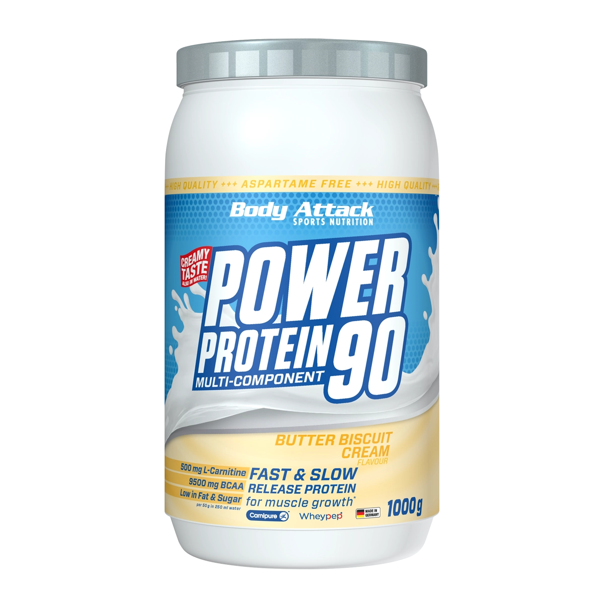 Eine Dose Power Protein 90 Butter Buiscuit Cream 1000g
