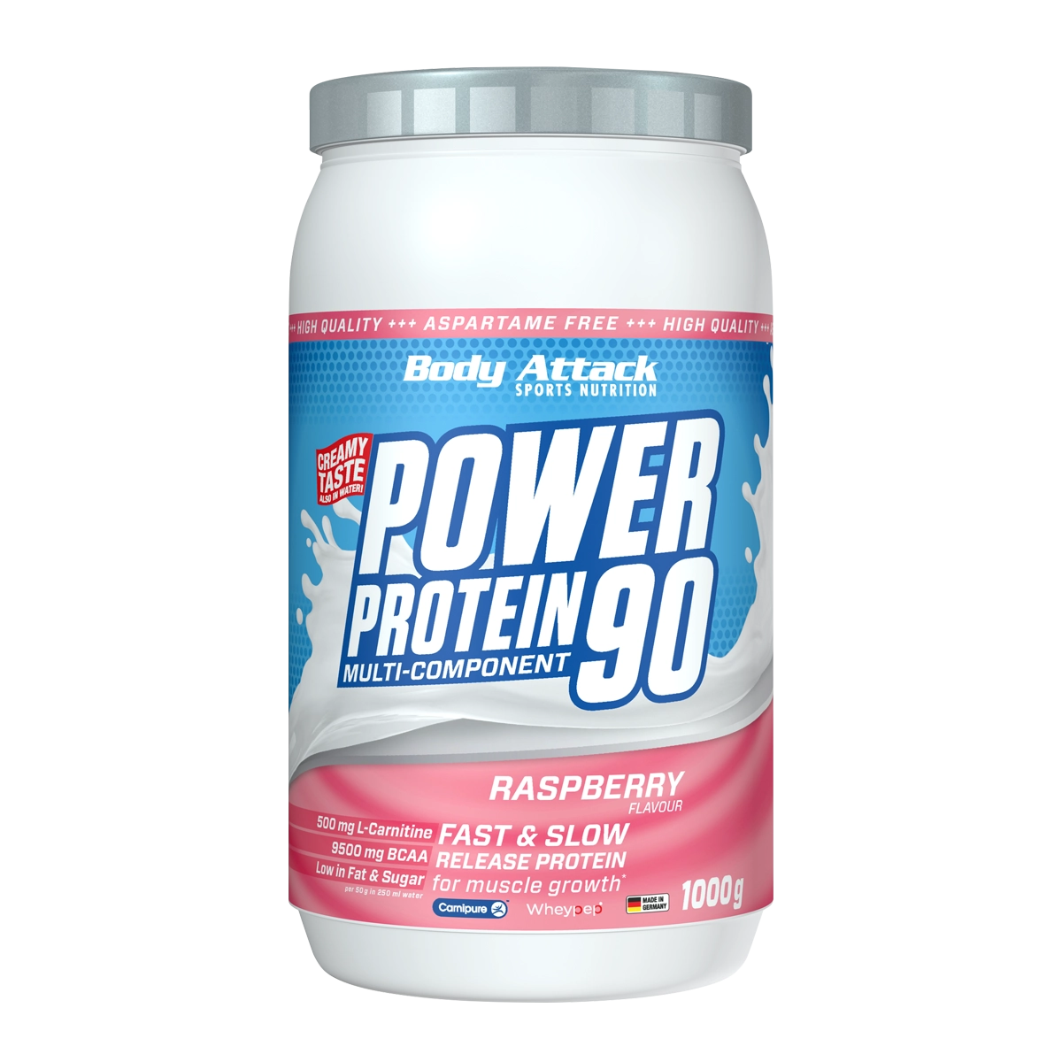 Eine Dose Power Protein 90 Raspberry