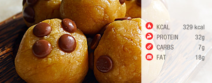 Protein Erdnuss Pralinen mit Nährwertangaben