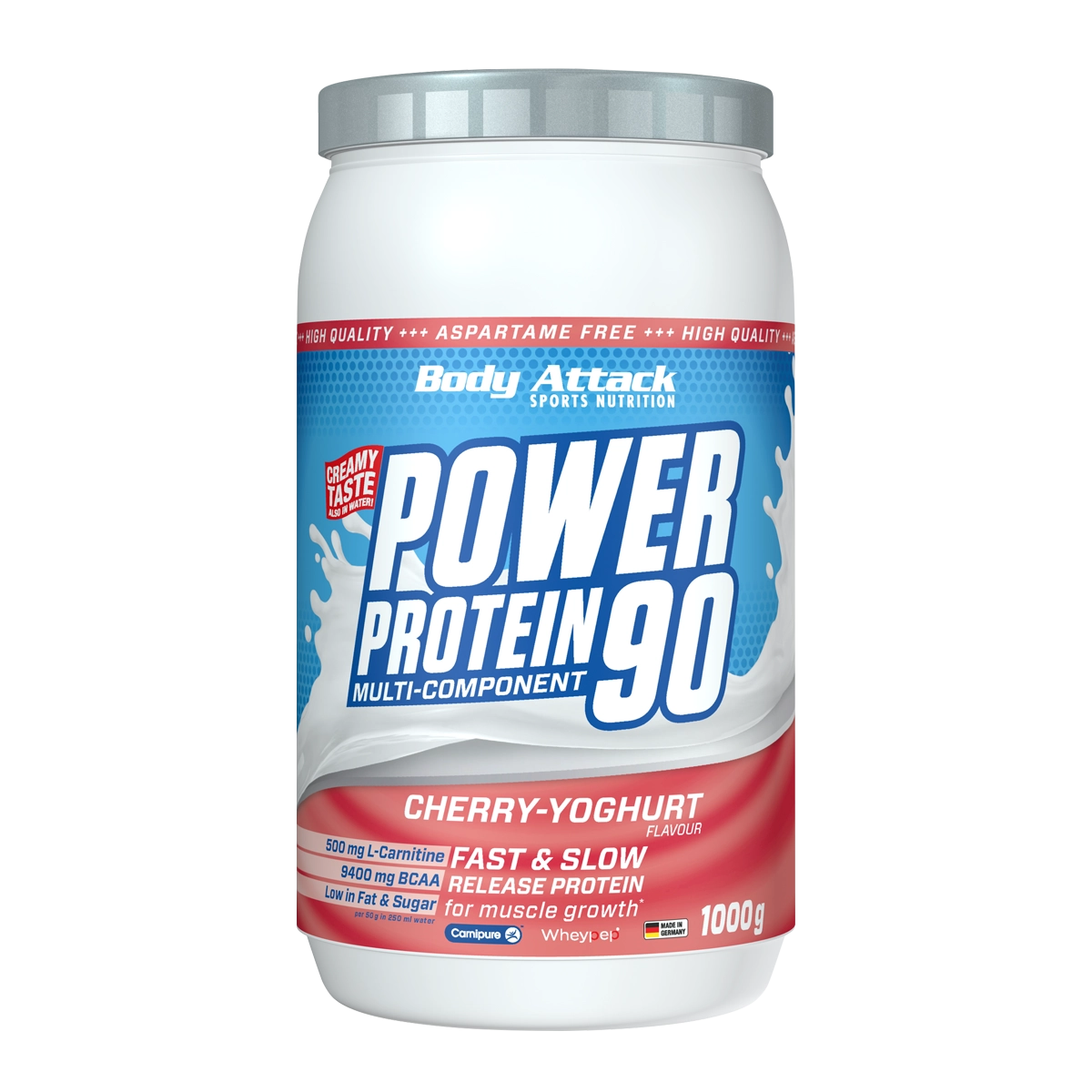 Eine Dose Power Protein 90 Cherry-Yoghurt 1000g
