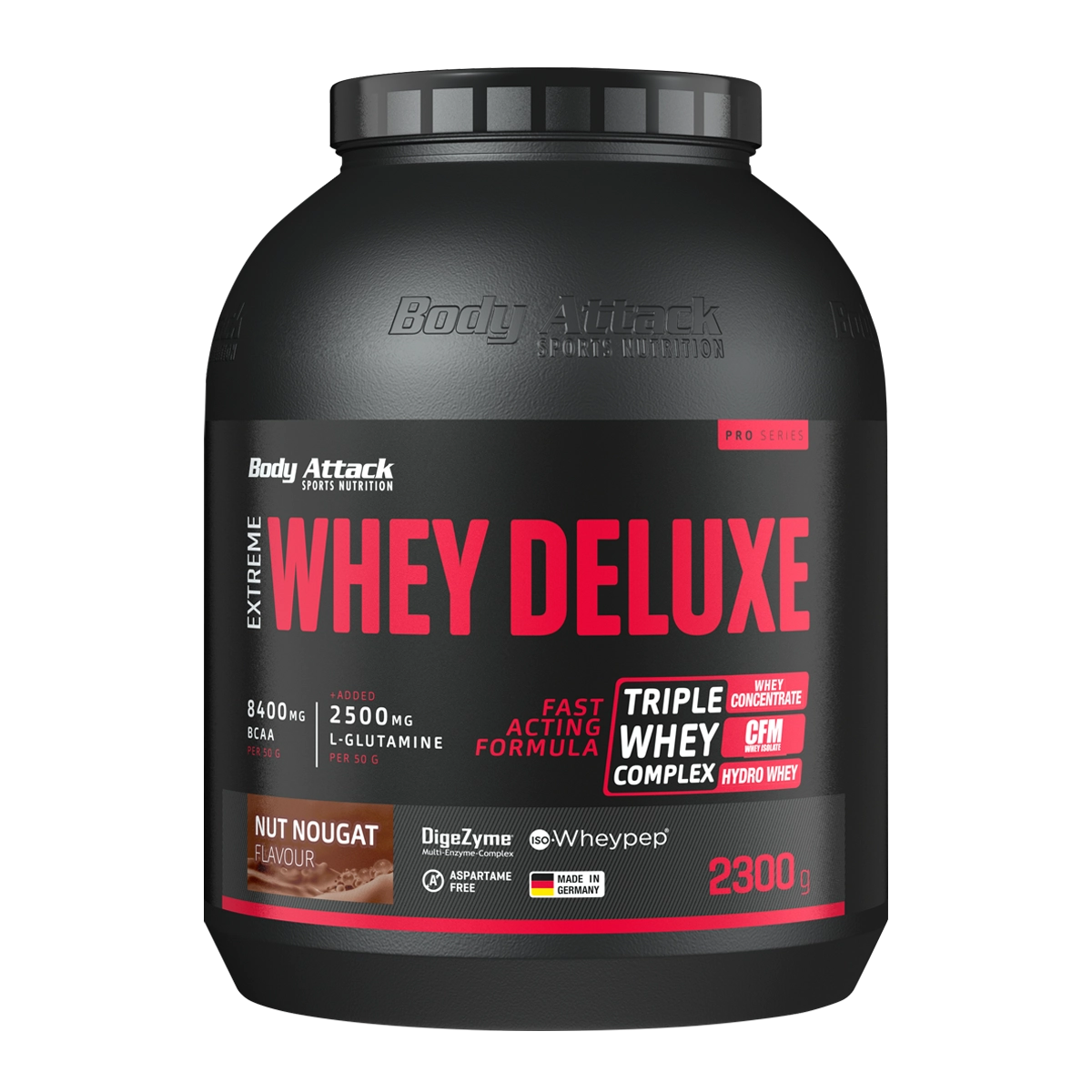 Eine Dose Extreme Whey Deluxe Nut Nougat 2,3Kg