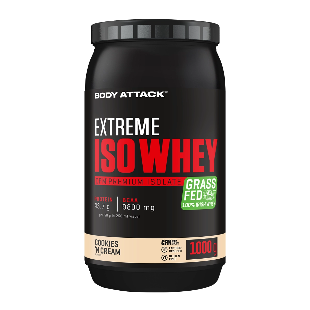 Eine Dose Extreme Iso Whey Cookies'n Cream 1000g