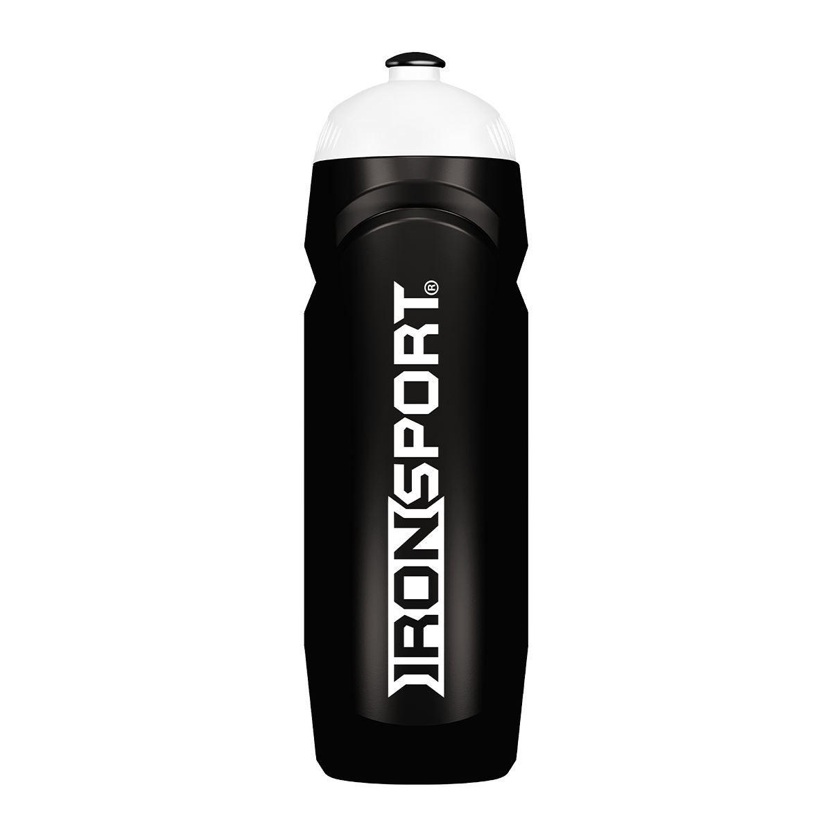 Eine schwarze IronSport Trinkflasche