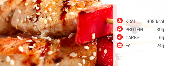 Würzige Hänchen Spieße mit Nährwertangaben