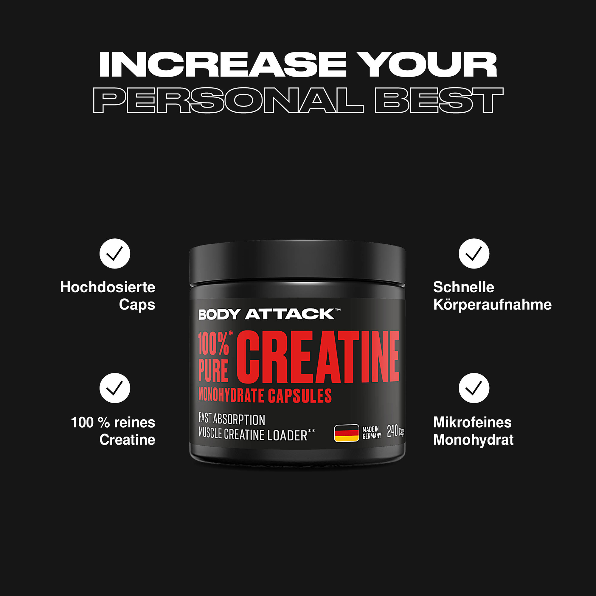 100% Pure Creatine Monohydrate Capsules Informationsbanner