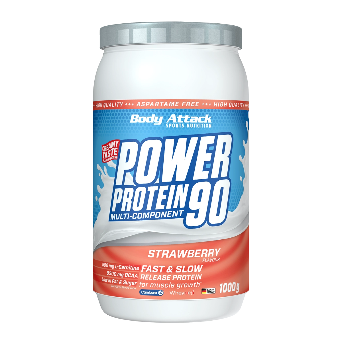Eine Dose Power Protein 90 Strawberry 1000g