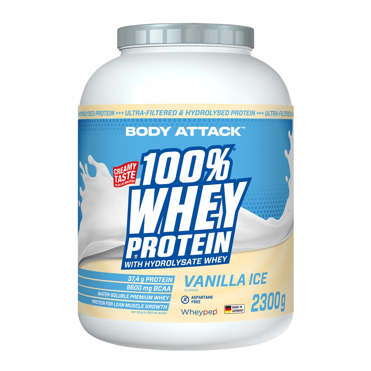 Eine Dose 100% Whey Protein Vanilla Ice 2300g