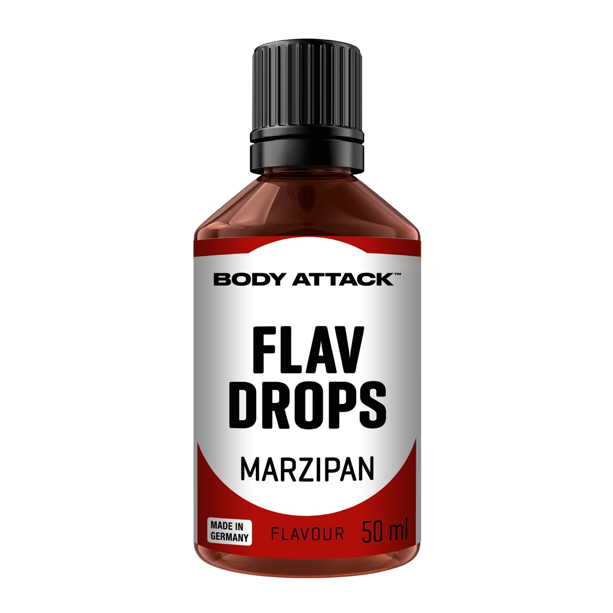 Eine Flasche Flav Drops Marzipan