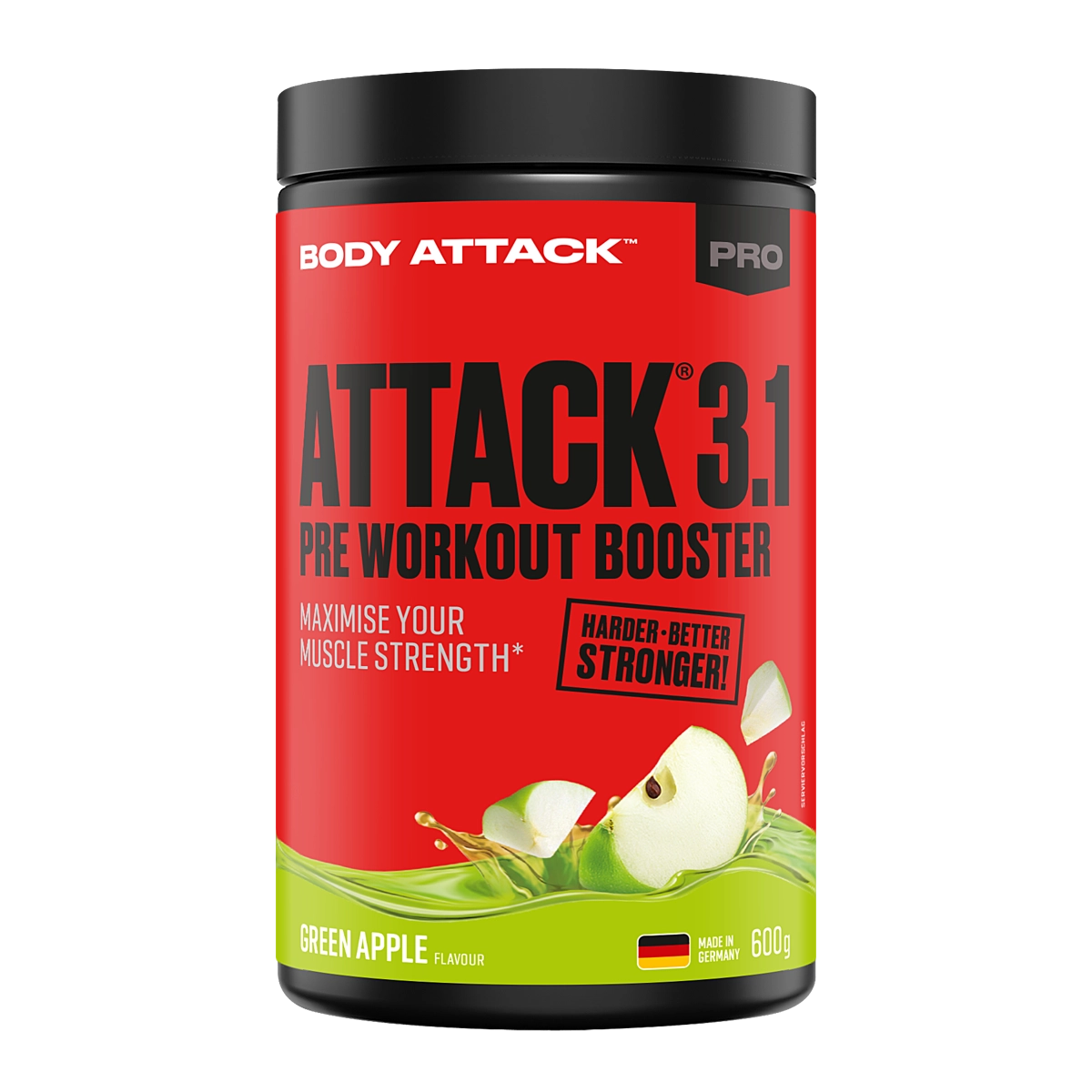 Eine Dose Attack 3.1 Pre Workout Booster Green Apple Flavor