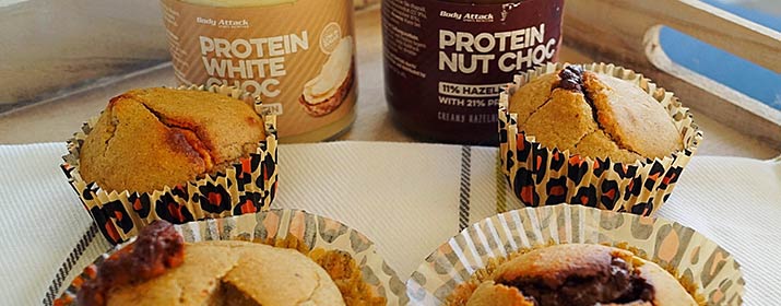 Schoko Muffins mit Protein White Choc und Protein Nut Choc