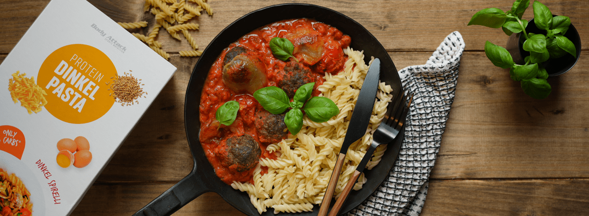 Protein Dinkel Pasta mit Tomatensauce