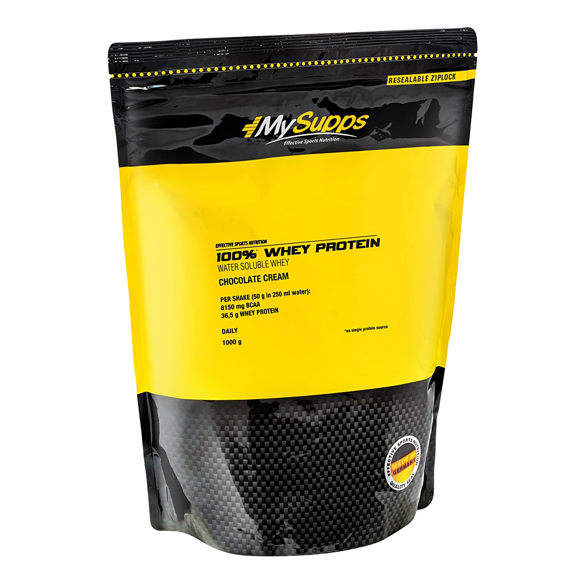 Eine Packung My Supps 100% Whey Protein