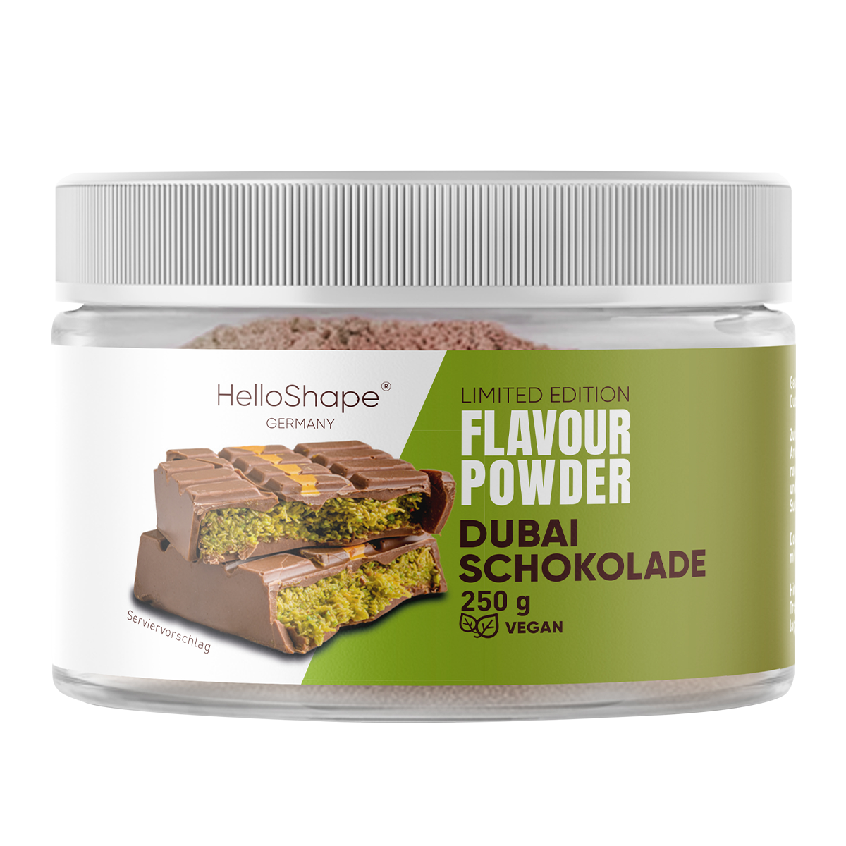 Eine Dose Hello Shape Flavour Powder Duabi Schokolade