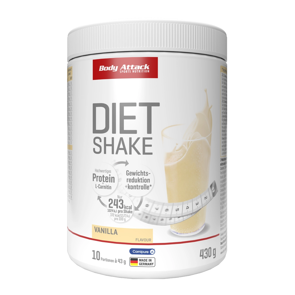 Eine Dose Body Attack Diet Shake Vanilla 430g