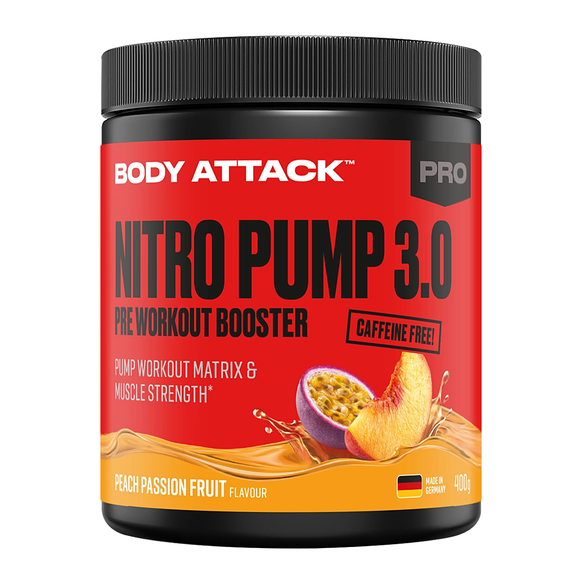 Eine Dose Nitro Pump 3.0 Pre Workout Booster Peach Passion Fruit Flavor