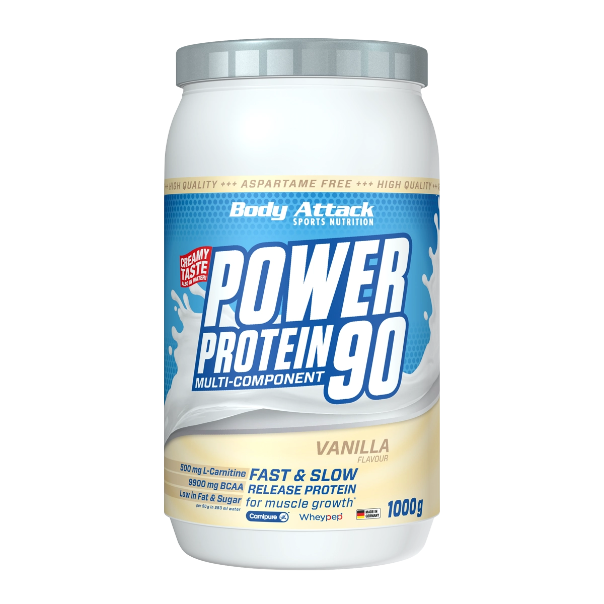 Eine Dose Power Protein 90 Vanilla 1000g