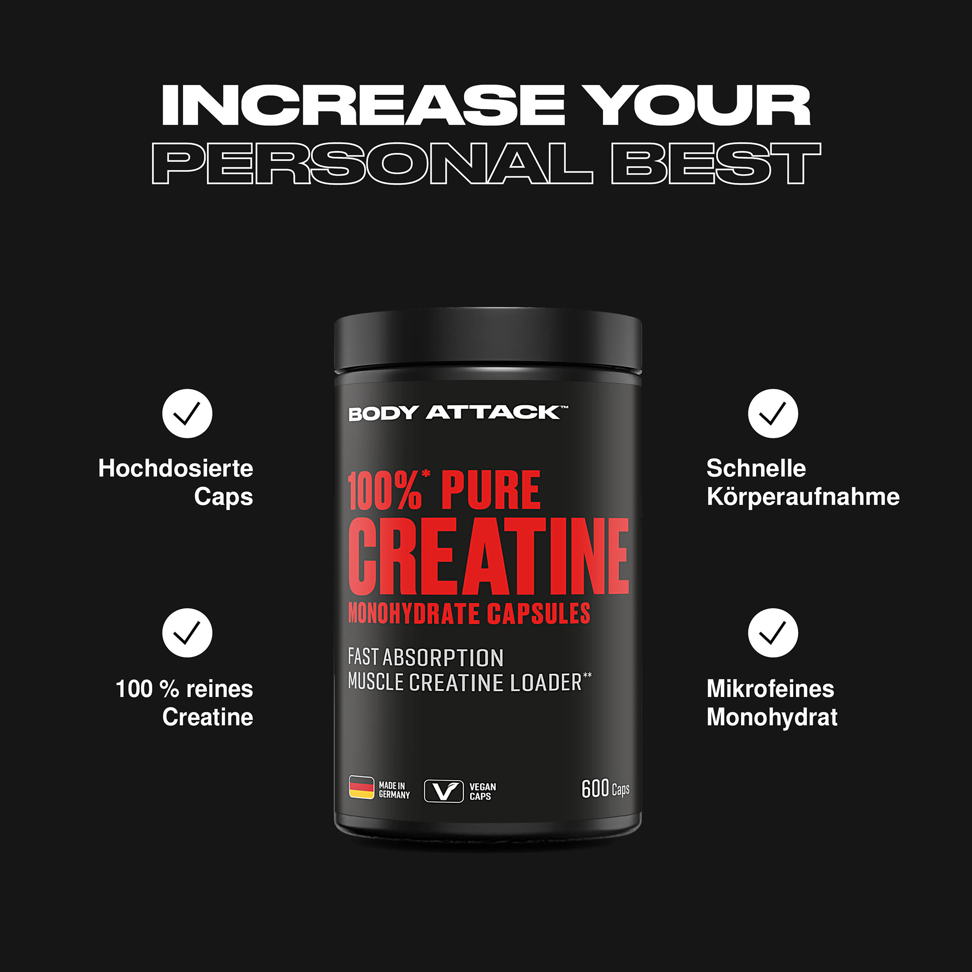 100% Pure Creatine Monohydrate Capsules Informationsbanner