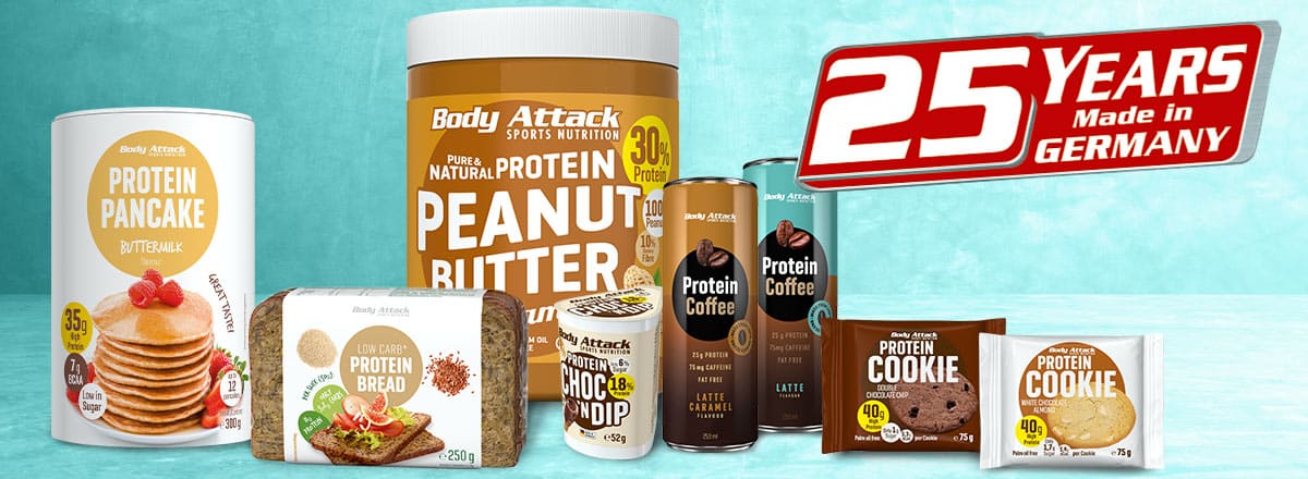 Werbebanner 25 Years Made in Germany verschiedene Produkte