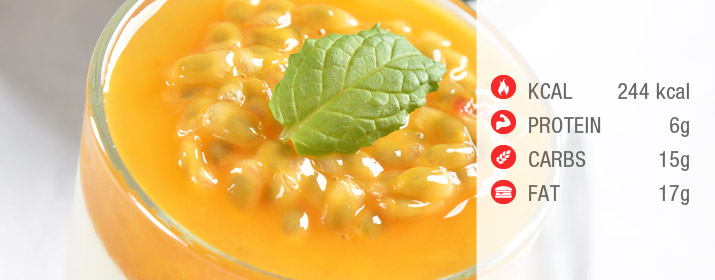 Mangogrütze auf Panna Cotta mit Nährwertangaben