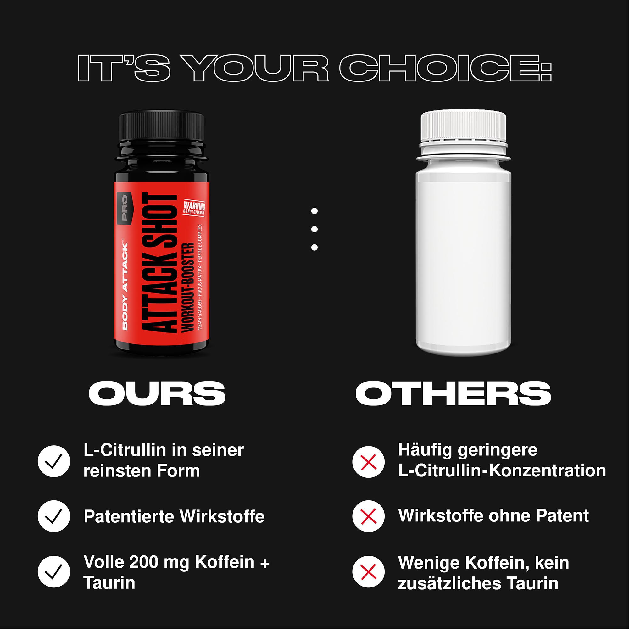 Attack Shot Workout-Booster im Vergleich zu externen